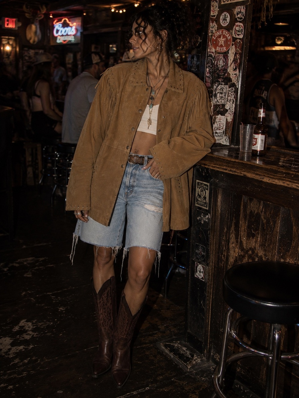 Excelled Collection NEW Western Rodeo Fringe Suede Coat - Tan Size 2XL